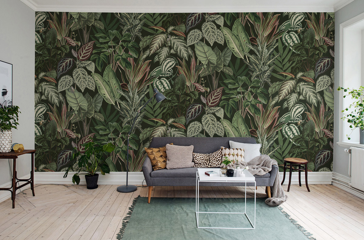 Rebel Walls Wandtattoo Mischievous Monkeys Lush in Grün mit Animal Print im modernen Stil - Bild 1