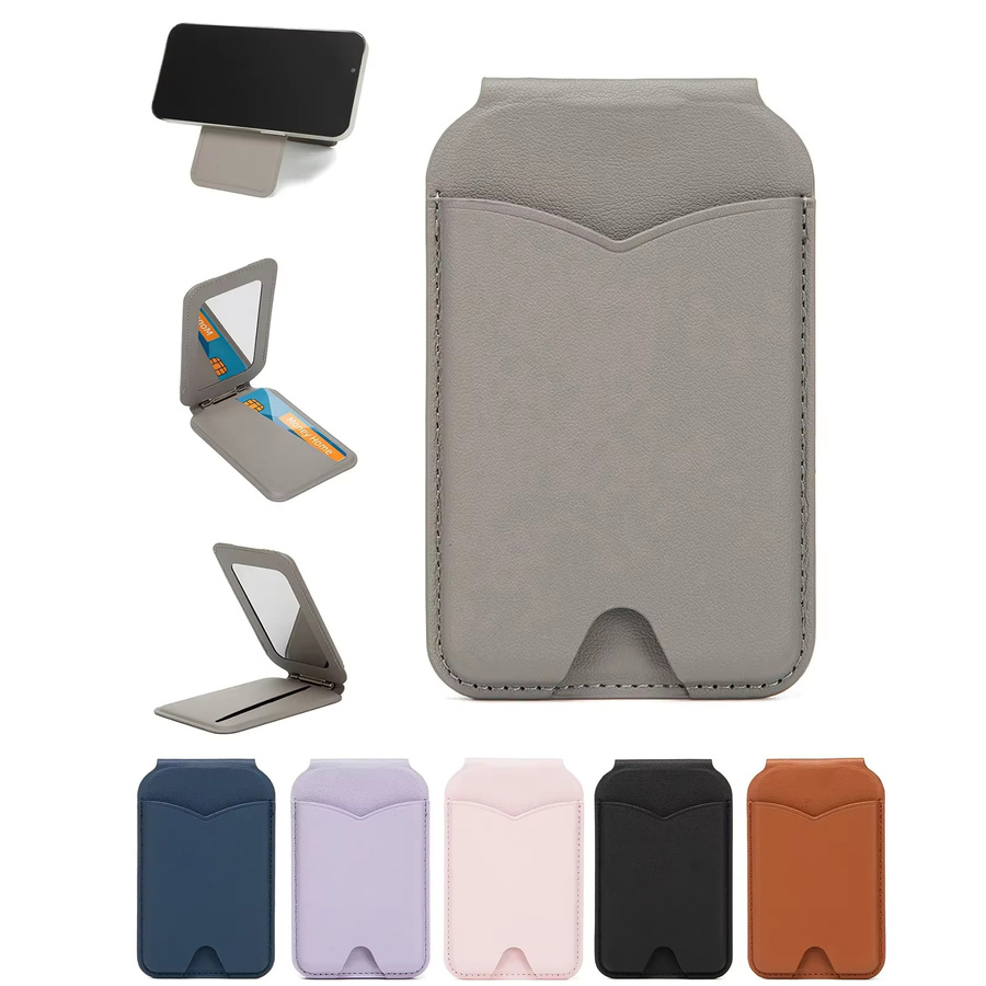 INEYES Magnetische Brieftasche mit Spiegel in Blau, kompatibel mit MagSafe, verstellbarer Ständer aus PU-Leder und Kartenhalter für dein iPhone - Bild 4