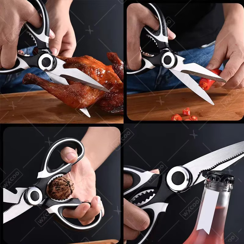 WXCOO Hühnerknochenschere aus Edelstahl in Silber als multifunktionale Küchenschere zum Schneiden von Geflügel und Fischfleisch - Bild 2