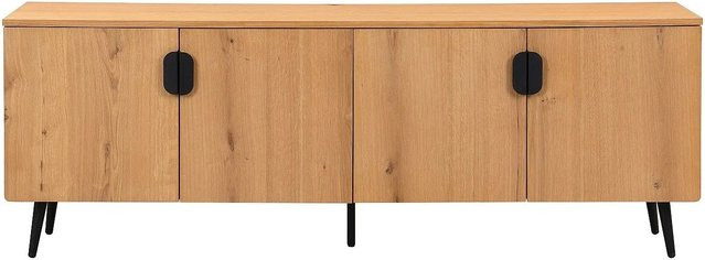 Vente-unique TV-Board Sinolo aus Eichenfurnier und Stahl in Naturfarben Hell, Breite: 160 cm - Bild 1