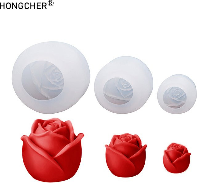Hongcher 3-teiliges Silikon-Kerzenform Set in Transparent für handgefertigte Rosen aus Gips, Harz, Schokolade, Kuchen oder Eis - Bild 1