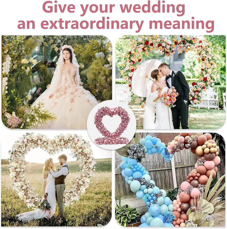 ChangYiMei Herzförmiger Bogenrahmen aus Metall in Weiß für Hochzeiten und Geburtstage, Höhe: 200 cm - Bild 3