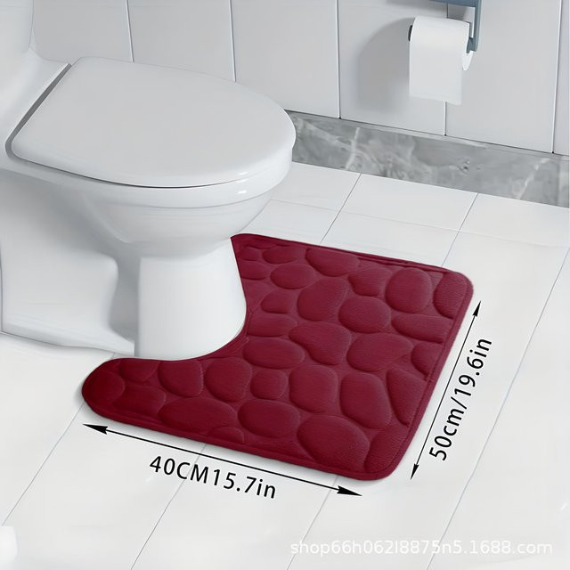 Saugfähige U-förmige Badezimmermatte aus Flanell in Claret, B/T: 50 x 40 cm - Bild 1