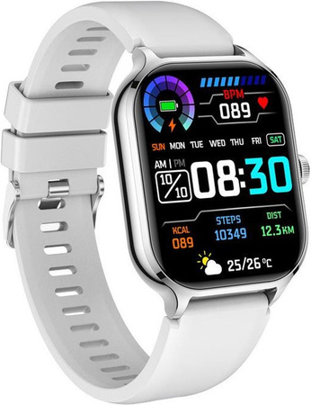 Fanciful Spot GTS4 Smartwatch mit 2,01 Zoll großem Bildschirm, Bluetooth, Herzfrequenzmesser und Wasserfestigkeit, Farbe: White, Unisex