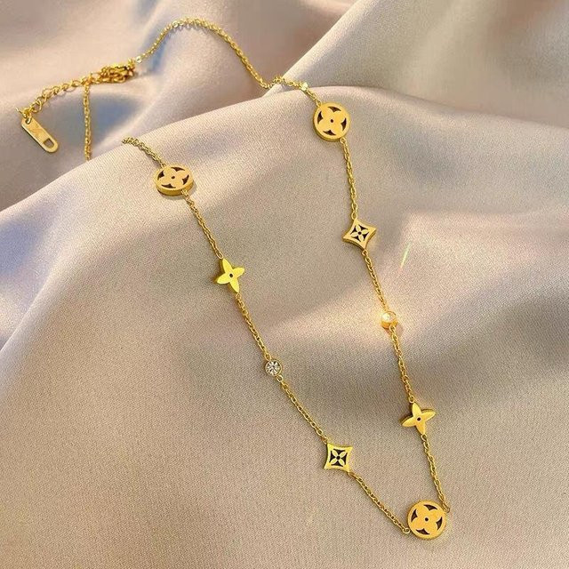 Hi Clover Halskette Titanstahl, gold, Damen - Bild 1