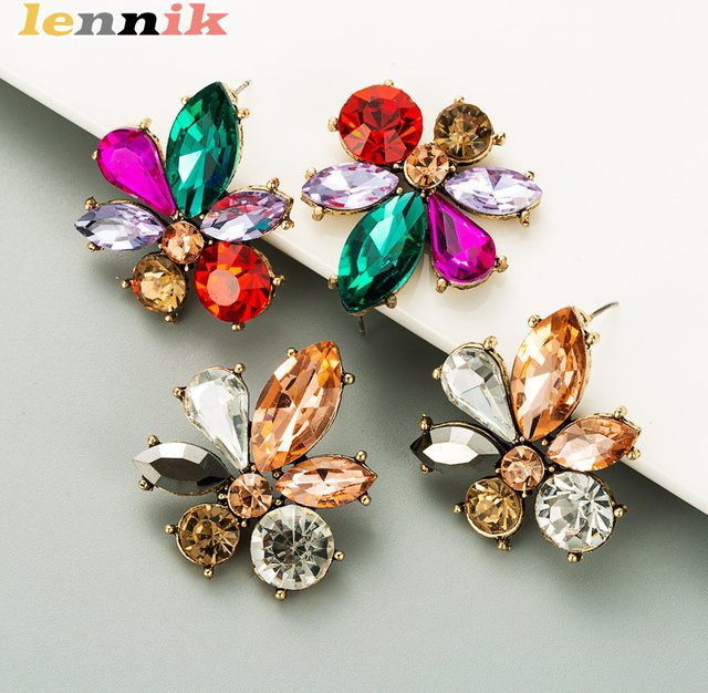 LENNIK Ohrstecker, Kristall, Bunt, Blumendesign - Bild 1