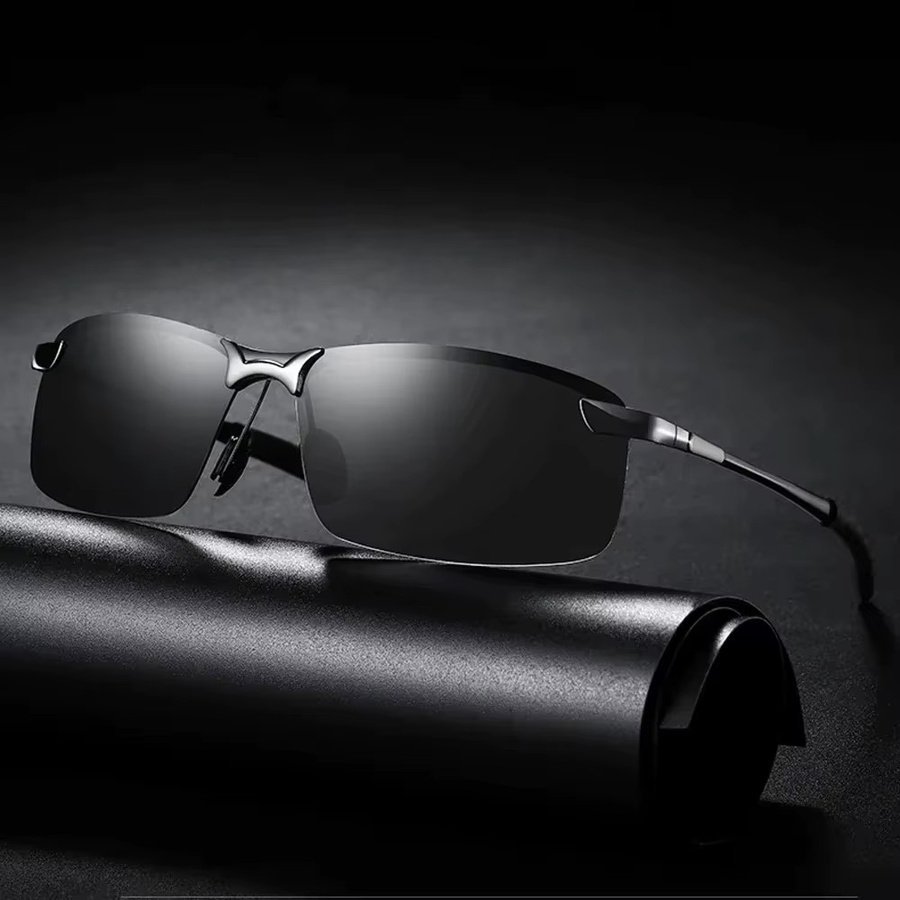 Polarisierte Sonnenbrille für Herren, rectangular, metal, black - Bild 3