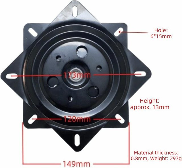 APlusVigor Universelle Drehbasis für Barhocker und Möbel aus Stahl, Schwarz, Durchmesser: 14,9 cm - Bild 1