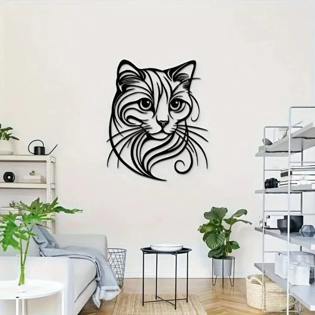 CIFBUY 3D Katzen-Metallwandkunst aus Aluminium in Schwarz als Wanddekoration für Katzenliebhaber - Bild 1