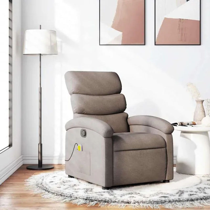 Vidaxl Ausklappbarer Massagesessel Relaxsessel in Taupe Meliert mit Stoffbezug - Bild 1