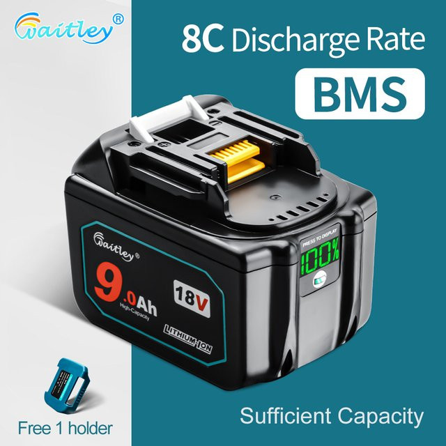 Waitley Akku 18 V 9,0 Ah Lithium-Ionen Ersatzakku für Makita Elektrowerkzeuge BL1830 BL1840 BL1850 BL1860 1890 - Bild 1