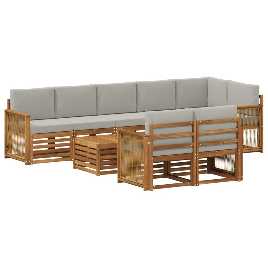 vidaXL Sofagarnitur aus Massivholz Akazie in Braun mit modernem Latten-Design und reversiblen Polstern - Bild 2