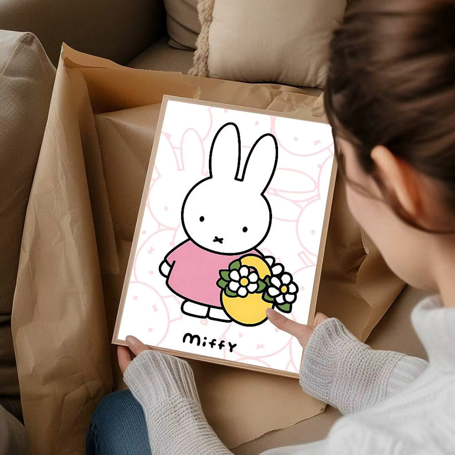 Potdemiel Vintage Paper Poster Miffy Cartoon Wanddeko Mehrfarbig - Bild 5