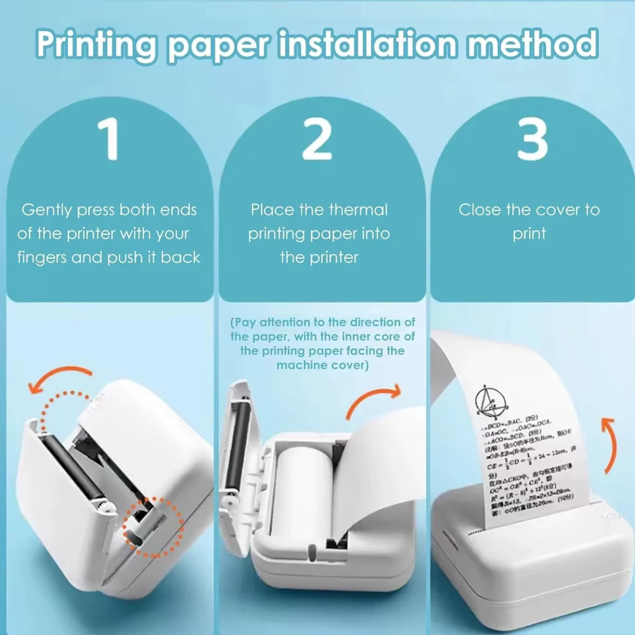 10 Stück selbstklebendes Thermopapier für Mini-Taschen-Thermodrucker, weiß, B: 57 mm, H: 25 mm - Bild 2