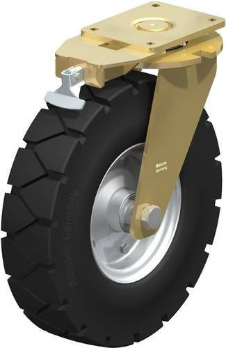 Blickle Lenkrolle LS-VLE 460K-RI4 mit Feststeller in Schwarz-Gelb, Rad-Durchmesser: 455 mm, Tragfähigkeit: 1415 kg - Bild 1