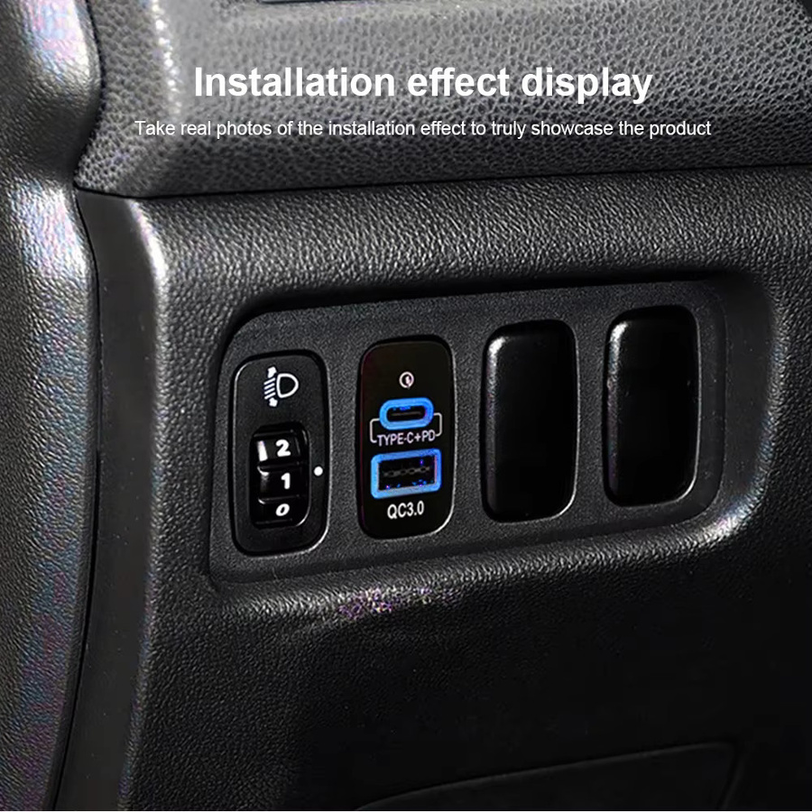 KEBETEME Auto USB Ladegerät mit PD Schnellladung und QC 3.0 sowie USB-C in Schwarz für Mitsubishi Outlander, Lancer und Pajero - Bild 3