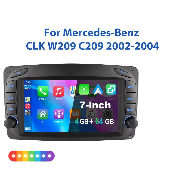 ESSGOO 7-Zoll Android 15 Autoradio für Mercedes-Benz CLK W209 C209 (2002-2004) mit 4+64G, Wireless Carplay, Android Auto, GPS, WLAN und Lenkradsteuerung in Schwarz - Bild 5