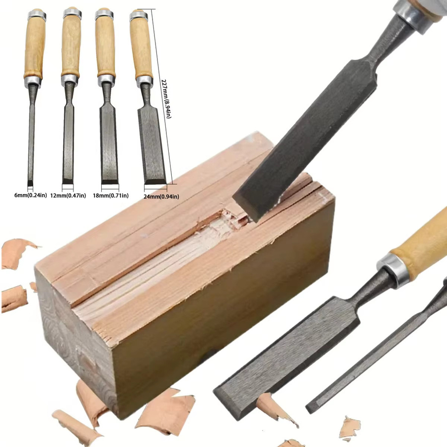 GDART 4-teiliges Holzmeißel-Set mit Buchenholz-Griff und Stahlklingen in 8/12/16/20 mm - Bild 2