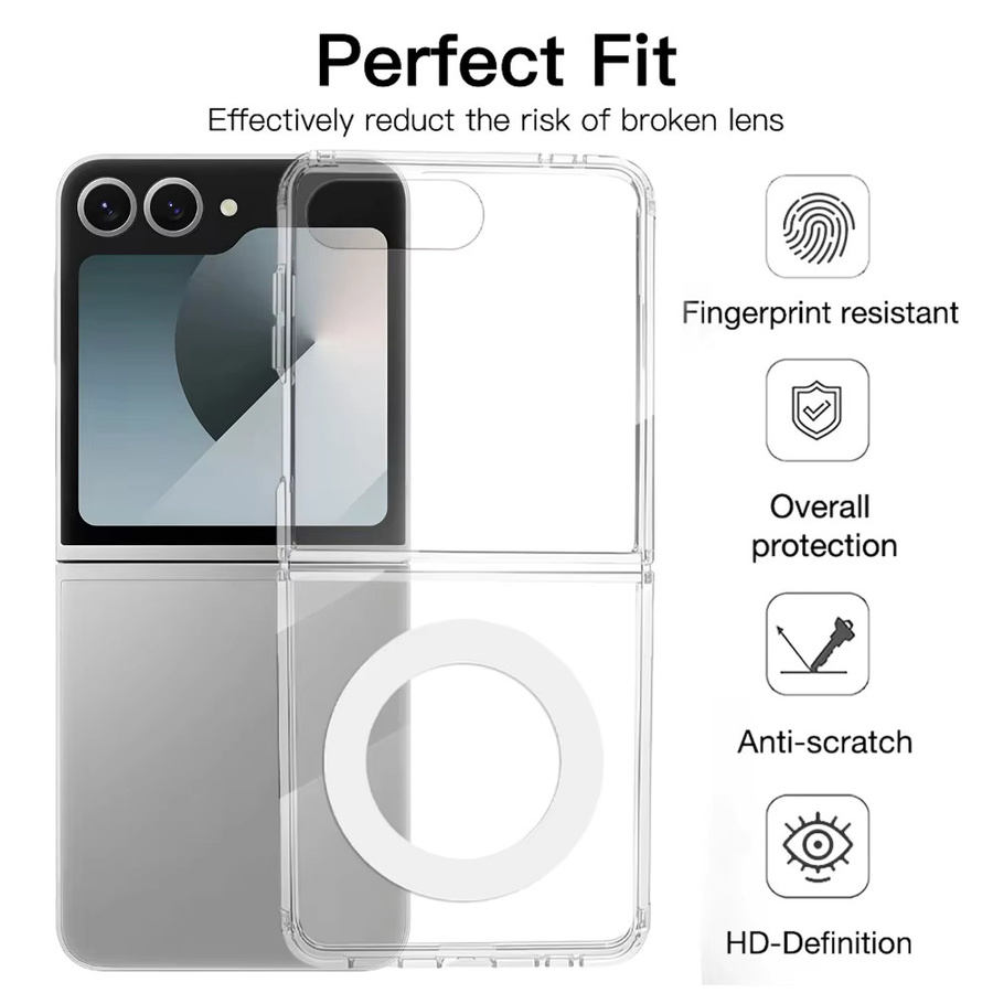 Transparente magnetische Schutzhülle für Samsung Galaxy Z Flip 7 FE, Z Flip 6, Z Flip 5, Z Flip 4 und Z Flip 3 mit HD-Klarheit und kratzfestem PC-Material - Bild 2