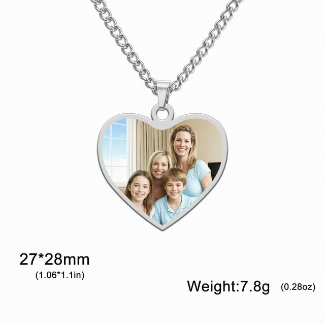 Halskette Edelstahl, Herz, Rechteck, Silber, 60cm, Unisex - Bild 1
