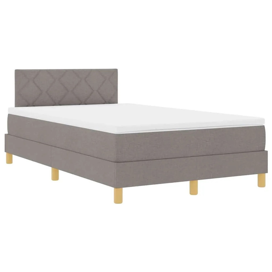 vidaXL LED Boxspringbett mit Matratze Taupe, Hybrid-Matratze mit USB-Anschluss und Unterbettbeleuchtung, B/T: 120 x 190 cm - Bild 2