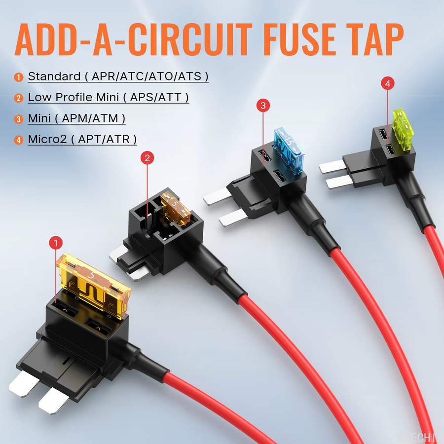 16-teiliges 12V Sicherungsadapter-Set mit Flachprofil Mini Micro2 Sicherungshalter für Kfz zur Erweiterung von Zusatzschaltkreisen für ATO ATC ATM APM Sicherungen - Bild 3