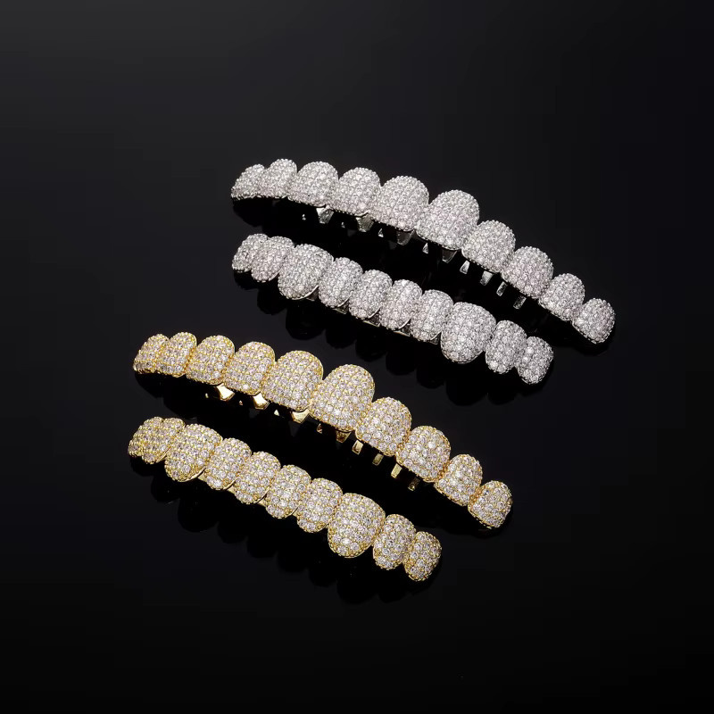 UOSU Grillz, 14K vergoldet, Zirkonia, Punk-Rapper-Stil, Unisex - Bild 2