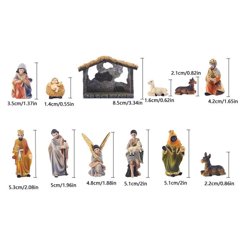 12-teiliges Weihnachts-Krippenfiguren-Set aus Kunstharz in Mehrfarbig für deine Tischdekoration - Bild 6