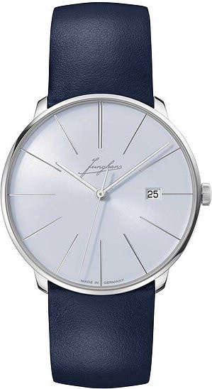Junghans Armbanduhr Automatik, Edelstahl, Blau, Leder, 39,5 mm, Herren - Bild 1