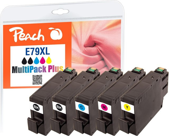 Peach E79 XL Druckerpatronen Set für Epson No. 79XL und Epson WorkForce Pro WF-4600, 5er Pack Multicolor (2x Schwarz, Cyan, Magenta, Gelb) - Bild 1