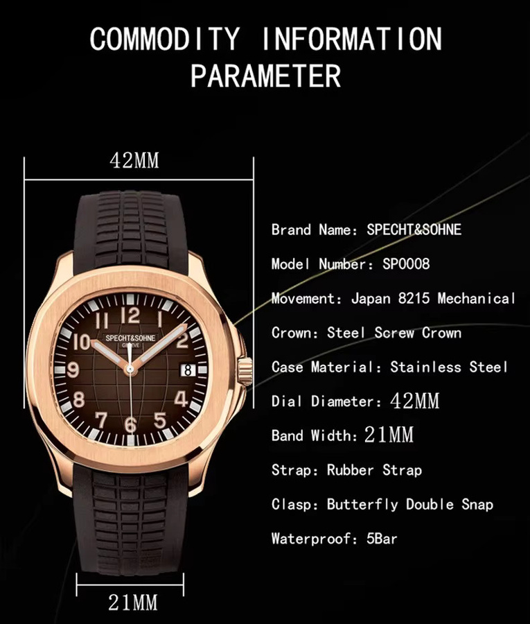 Specht&Söhne Armbanduhr, Automatik, Gold, Roségold, Kautschukband, Herren - Bild 1