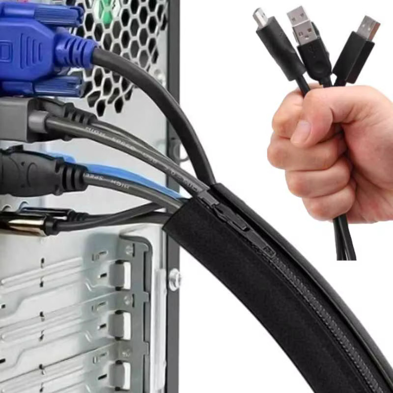 Geteilter Kabelschutz als Schlauch für USB-C, Netzkabel und Audio-Video-Kabel in Schwarz - Bild 3