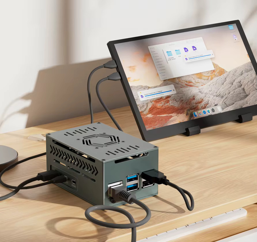 T.F.SKYWINDINTL Aluminiumgehäuse für Raspberry Pi 5 mit 4010-PWM-Lüfter und Kupferkühlkörper in Silber und Grau - Bild 4