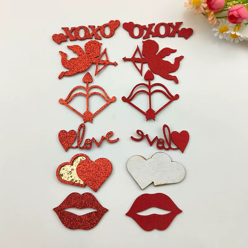 100 Stück GZULA Glitzerstoff-Herz-Applikationen in Rot für Haarspangen und Valentinstag-Dekorationen - Bild 2