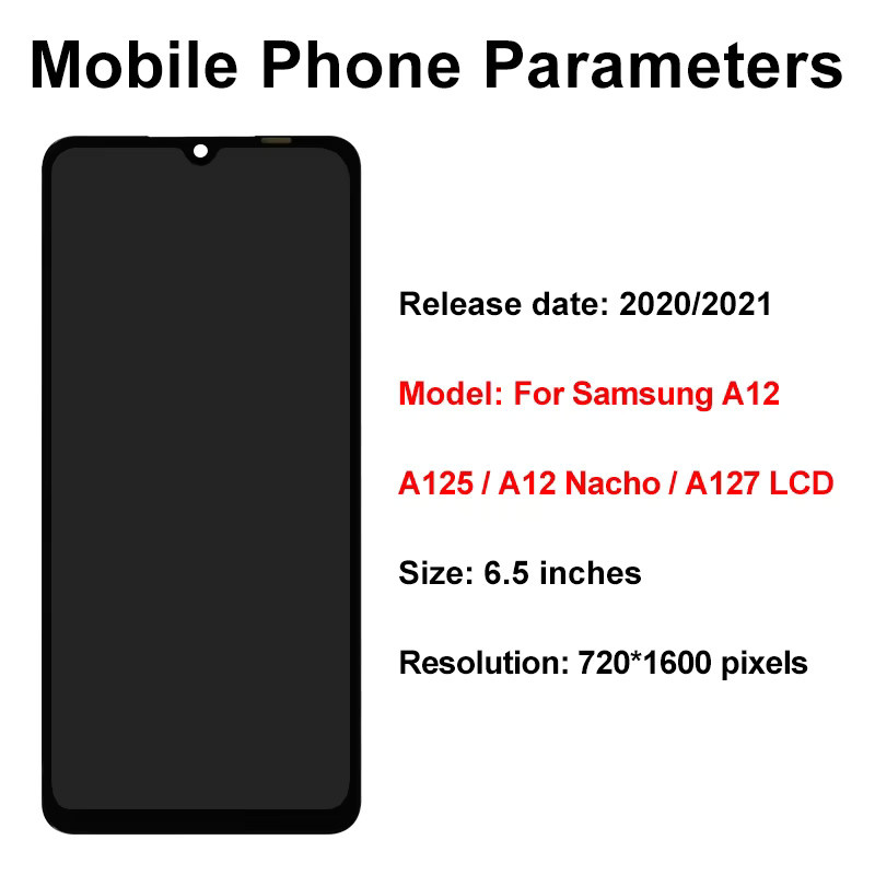 Samsung Galaxy A12 LCD IPS-Display mit Touchscreen-Ersatz in Schwarz für Modelle A125, A125F, A125U, A127, A127F und A127M - Bild 2