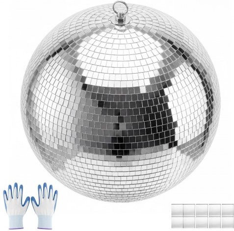 VEVOR Spiegelkugel Discokugel in Silber mit Aufhängering für Party und Heimdekoration, Durchmesser: 40 cm - Bild 1