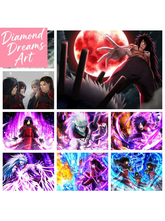 KAYOU Diamant-Mosaik Naruto Uchiha Madara Kunst-Stickerei als Rahmenlose Strass-Dekoration in Multicolour, B: 30,0 cm, H: 20,0 cm - Bild 2