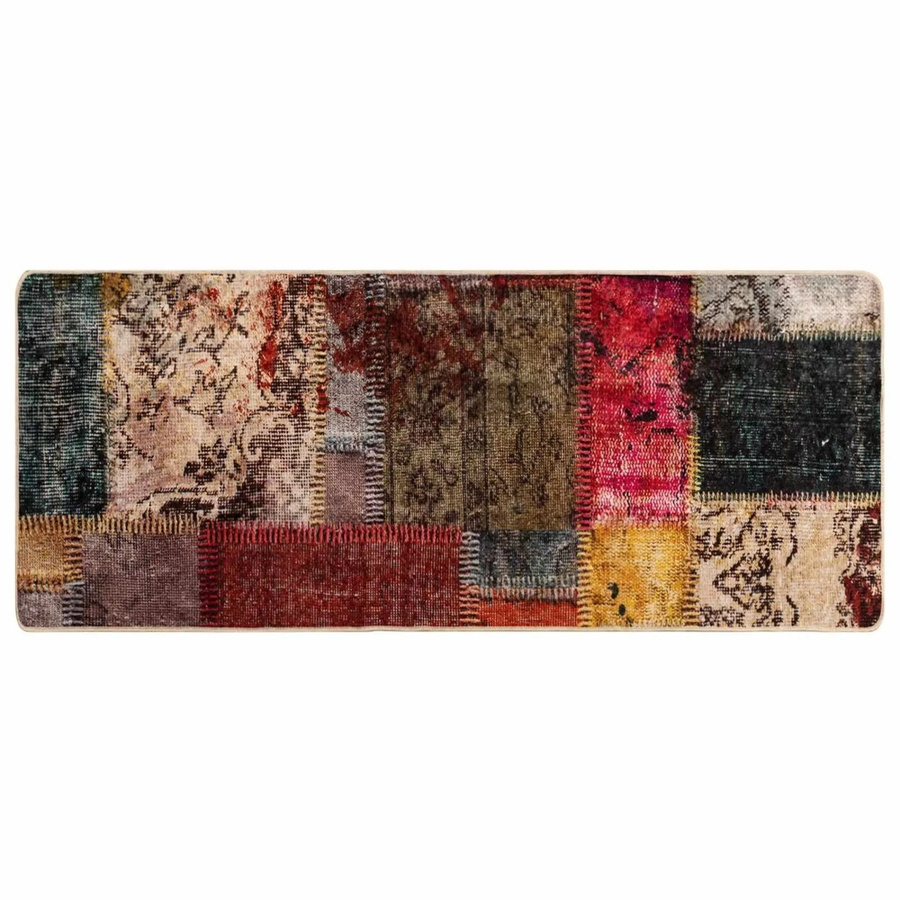 vidaXL Teppichläufer MARSA Patchwork Mehrfarbig aus Polyester und PVC, rutschfest und waschbar, B/T: 100 x 50 cm - Bild 2