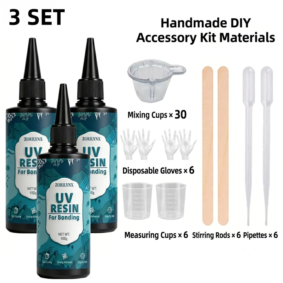 ZORILYNX UV-Harz-Set transparent, schnell härtender Ultraviolett-Kleber für DIY Schmuckherstellung und Kunsthandwerk, 100 g - Bild 5