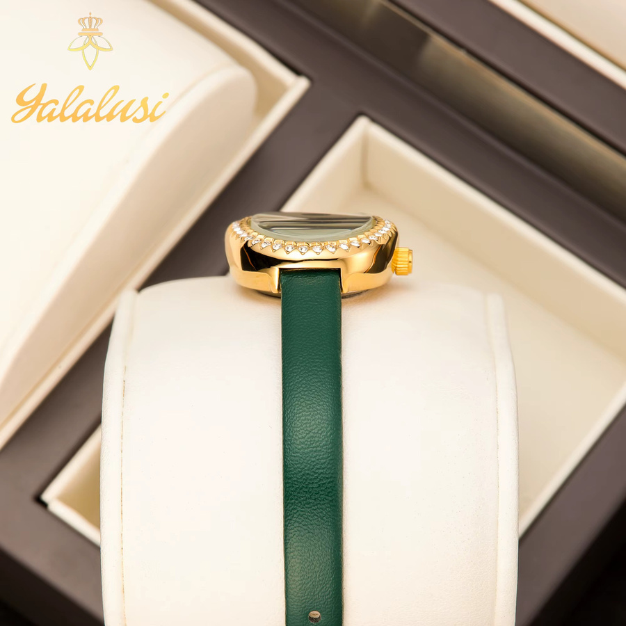 YaLaLuSi Armbanduhr, Quarz, Leder, Diamantbesetzt, Damen, Gold - Bild 3