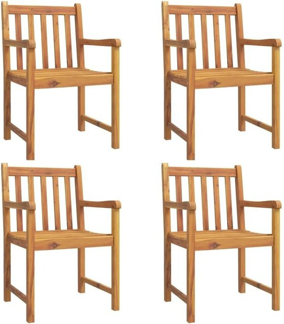 vidaXL Gartenstühle Set aus 4 Stück aus Akazienmassivholz in Braun mit Armlehnen B/T/H: 56 x 55,5 x 90 cm - Bild 1
