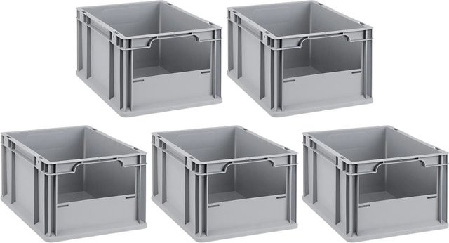PROREGAL SparSet 5x Eurobox NextGen Insight Transportboxen mit offener Front, Grau, H x B x T: 22 x 30 x 40 cm - Bild 1