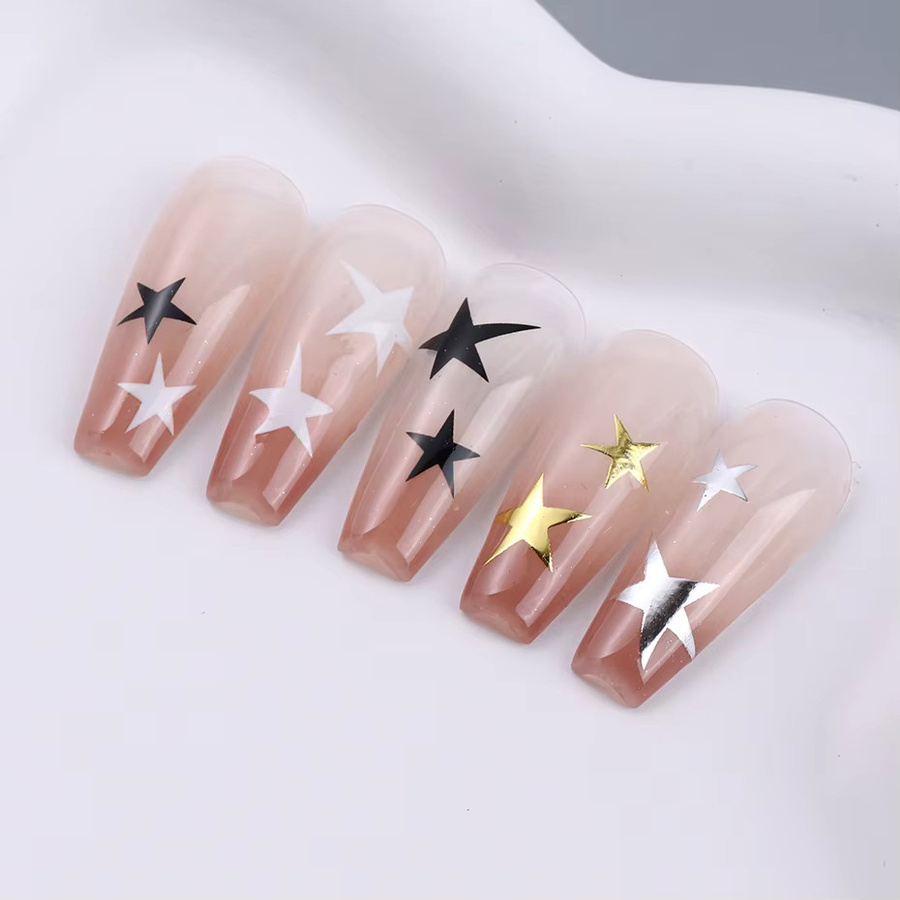 SWEET TREND Nagelaufkleber Pentagramm, Weiß Schwarz Gold, 4 Stück - Bild 2