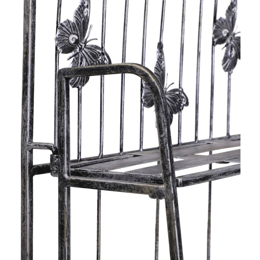 Outsunny Pflanzregal aus Metall in Silber mit romantischem Schmetterlings-Design für Garten, Balkon und Terrasse, B/T/H: 25 x 44 x 96 cm - Bild 3