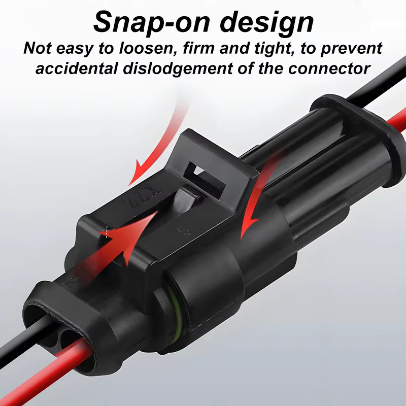 EOOPEE 2Pin Elektrischer Drahtstecker Männlich und Weiblich Wasserdicht für Auto Lkw und Motorrad in Schwarz - Bild 2