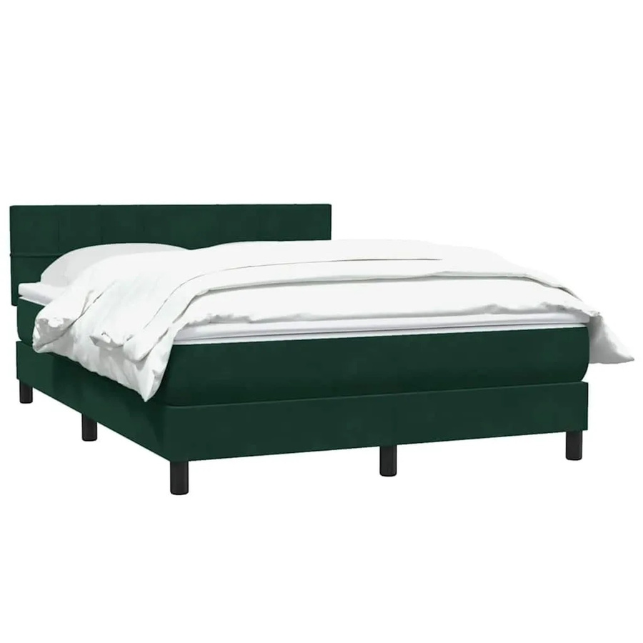 vidaXL Boxspringbett mit Matratze in Dunkelgrün aus Samt, Hybrid-Bett mit Taschenfederkern, B/T: 160 x 220 cm - Bild 2