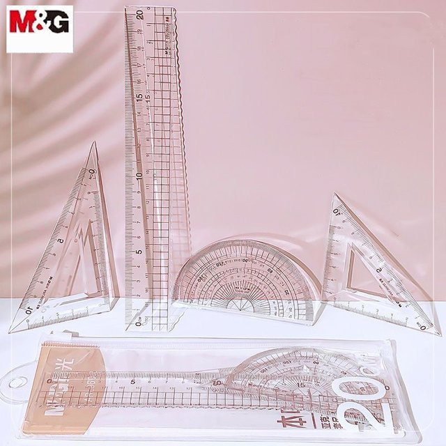 M&G Transparentes Geometrie-Lineal-Set aus Kunststoff mit Winkelmesser und geradem Lineal für die Schule - Bild 1