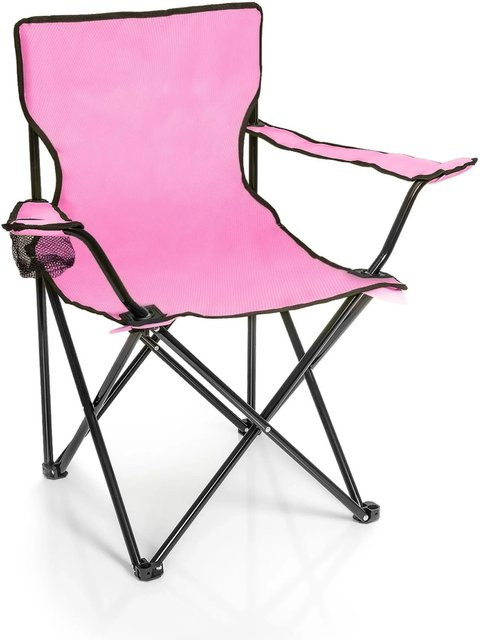 BigDean Faltstuhl Pink mit Getränkehalter und Tragetasche, Klappbarer Campingstuhl und Anglerstuhl aus beschichtetem Oxford Gewebe - Bild 1