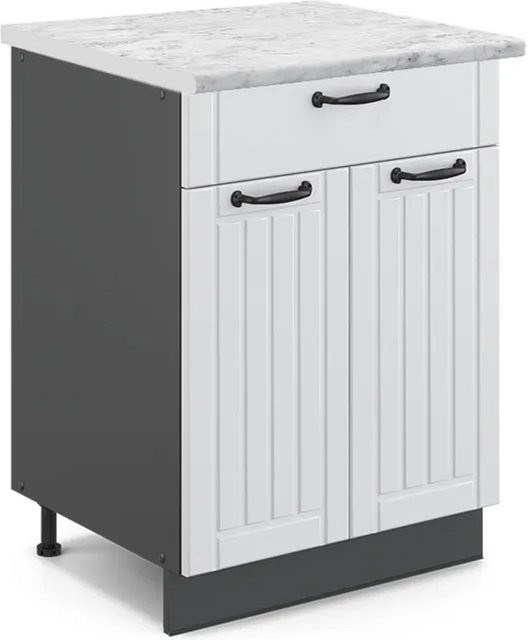 Vicco Küchenunterschrank Fame-Line in Weiß und Anthrazit im Landhausstil mit Schublade und Soft-Close-Funktion, Breite: 60 cm - Bild 1