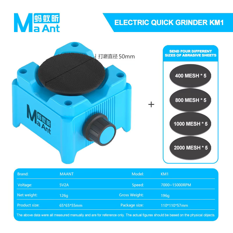 MAANT KM1 Mini Elektrische Schleifmaschine in Blau für die Reparatur von Zangen, Pinzetten, Schnitzklingen und Lötkolbenspitzen - Bild 3